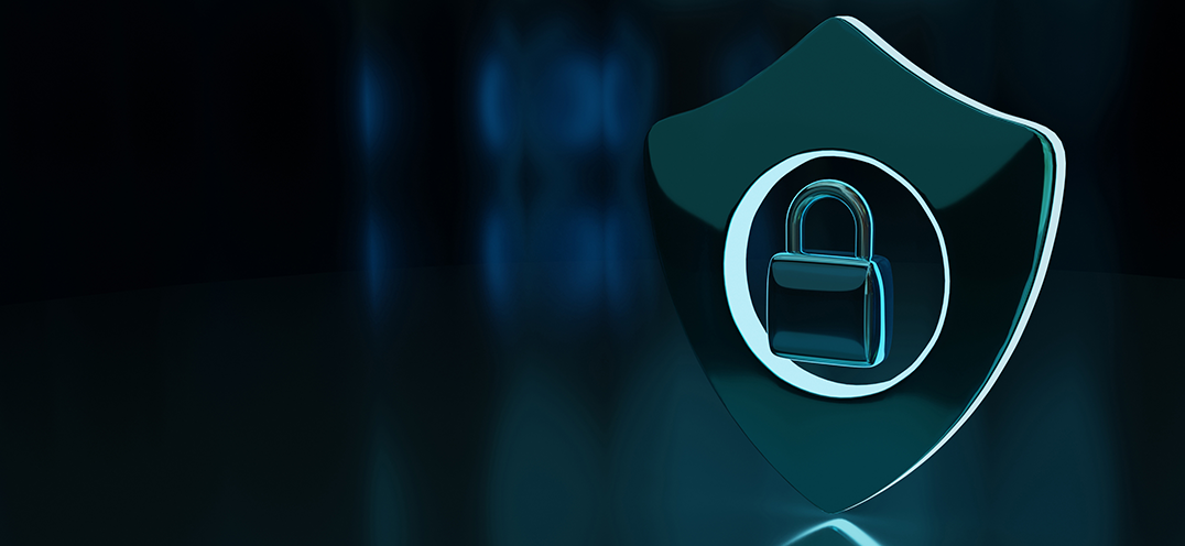 A padlock in a shield