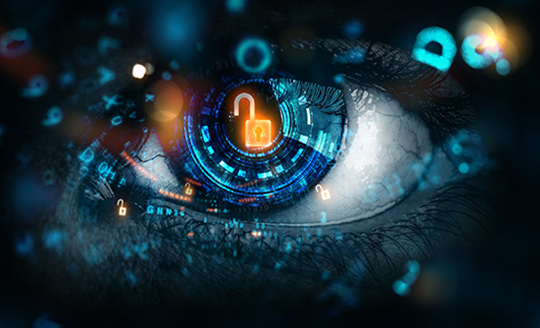 an eye with a padlock in the pupil