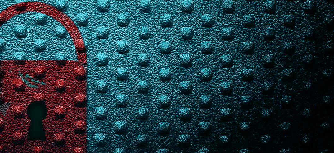 Red padlock on grey background