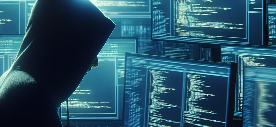 hacker in front of screens