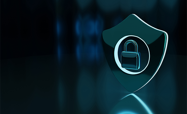 A shield with a padlock inside