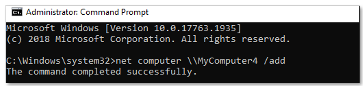 Creating a computer account with net computer