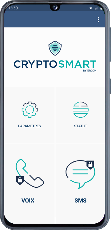 téléphone utilisant l'application mobile cryptosmart de sécurité